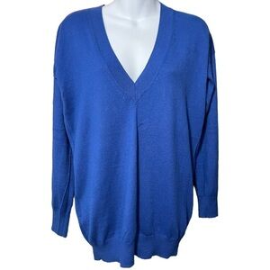 Gap Colbalt Blue Cotton Cashmere Blend V Neck Loose Fit Sweater